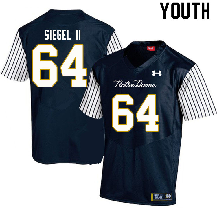 Youth #64 Max Siegel II Notre Dame Fighting Irish College Football Jerseys Sale-Alternate Navy - Click Image to Close